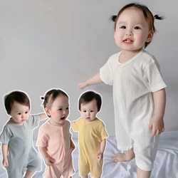 Baby Summer Jumpsuit Short Sleeve Ultra-thin Summer Clothes Crawling Clothes Newborn Air-conditioned Clothes Pajamas