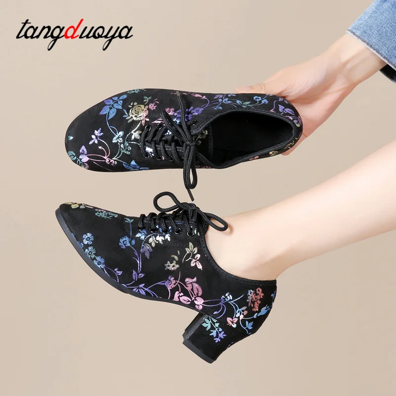 New Latin Dance Shoes Tango Salsa Girls Woman Adult Modern Ballroom Dance Shoes Teacher Shoes 3.5/5cm Oxford Sneakers