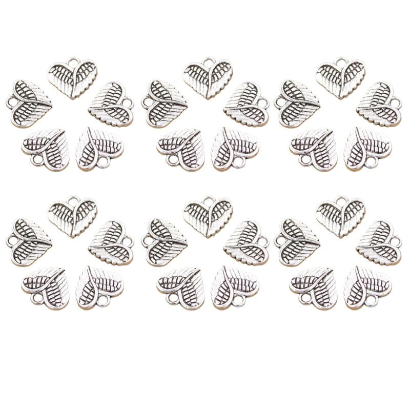 30pcs Stylish Silver Heart Charm Pendant Versatile Jewelry Accessory for Ladies Drop Shipping