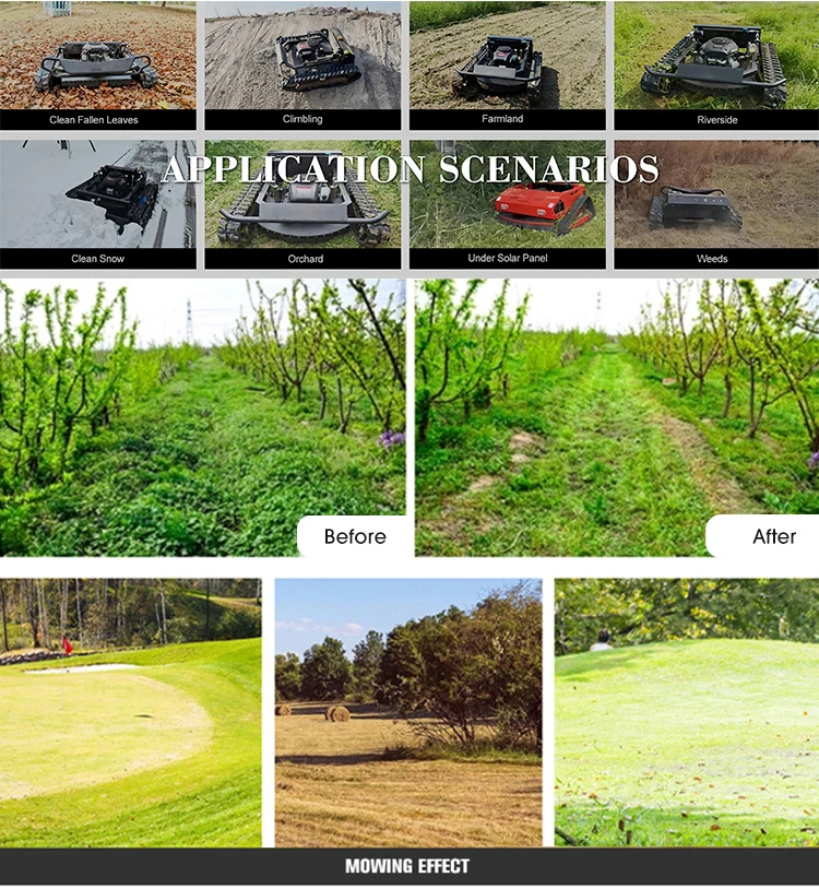 جزازة العشب بجهاز التحكم عن بعد 4-السكتة الدماغية عزم دوران عالي جزازة العشب ذاتية الدفع مع دلو جمع العشب لاستخدام الحديقة
