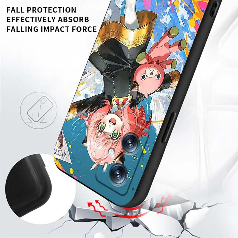 جراب هاتف كارتوني SPY x FAMILY لهاتف OPPO Reno 7 A96 A40 A58 5 6 Realme GT A74 A78 Neo2 A74 A78 Find X5 X3 X7 X8 أسود