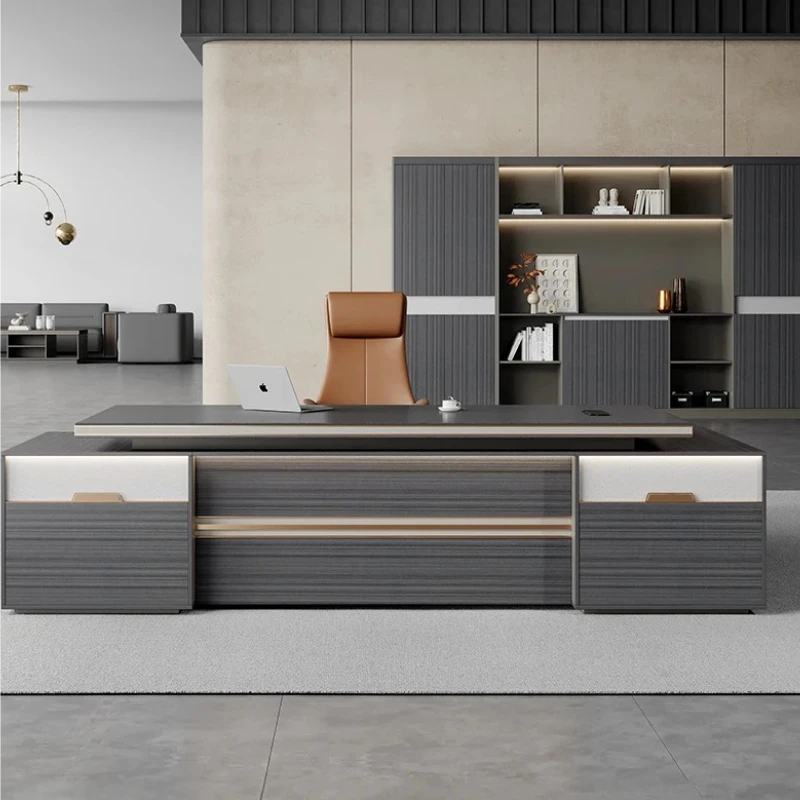 Escritorios de Oficina Modernos y Elegantes con Almacenamiento, Silla, Escritorio Ejecutivo en Forma de L, Escritorio para Computadora, Escritorio para Laptop, Muebles de Estudio