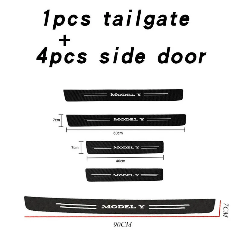 Pegatinas protectoras de cuero para placa de umbral de puerta de coche, cinta antiarañazos para Tesla Model Y, accesorios para coche