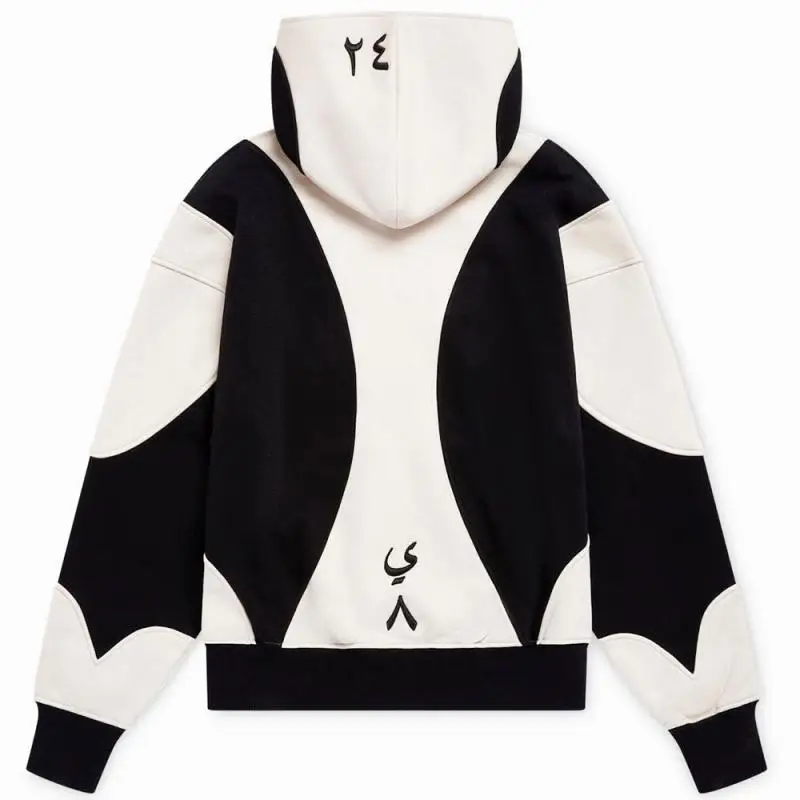 2025 European and American Ins style autumn and winter color blocking splicing street casual cardigan zipper letter embroidery h