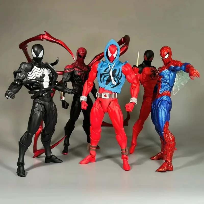 Juguetes de Acción Mafex 143 Ben Reilly, Versión Cómica, Spiderman Vecino en Traje Negro, Figura de Acción de The Amazing Spider-Man, Regalo