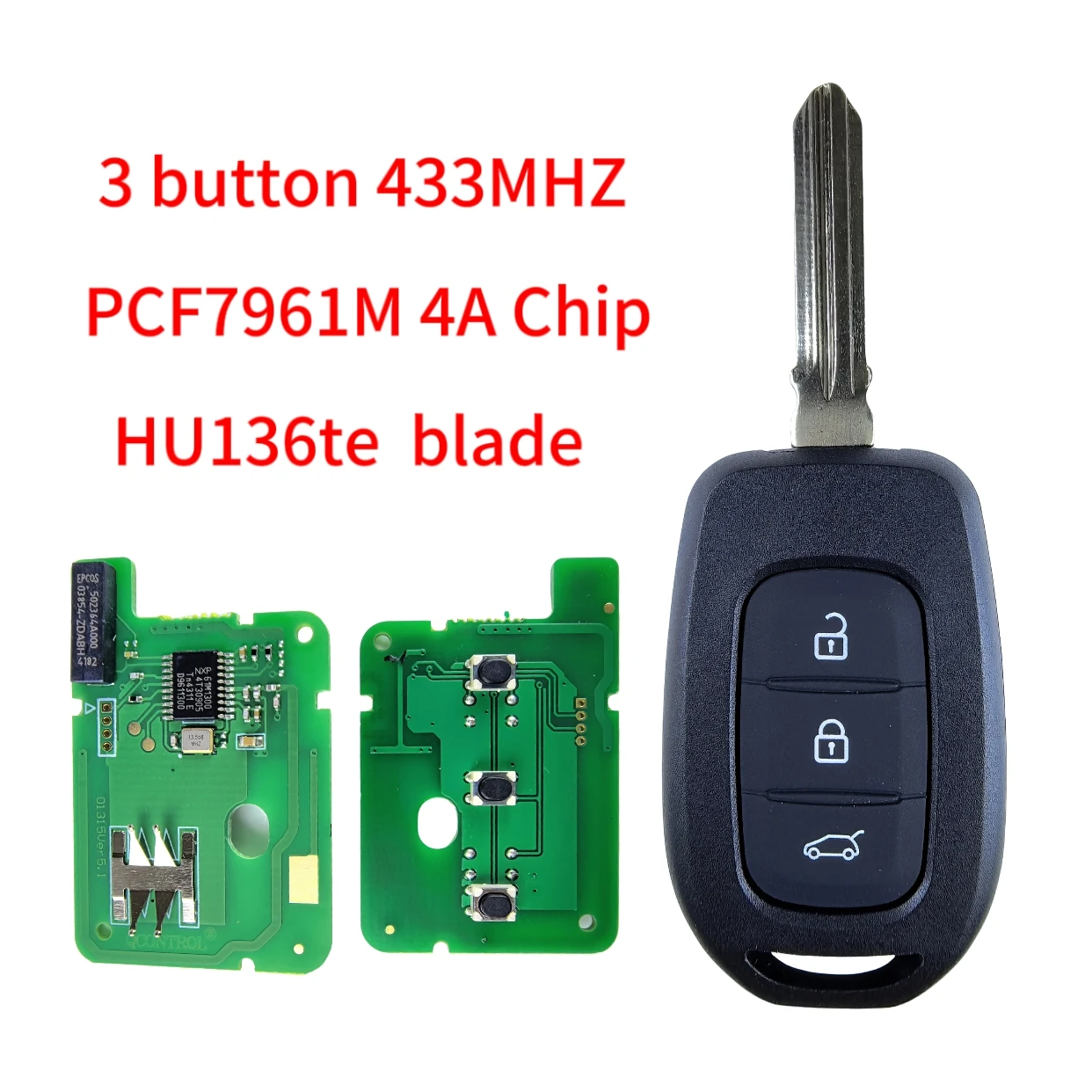 Jingxin 4A PCF7961 Chip 433Mhz 2/3-Tasten Autoschlüssel für Renault Sandero Logan Lodgy Dokker für Dacia Duster Smart Control Key – Detail 12