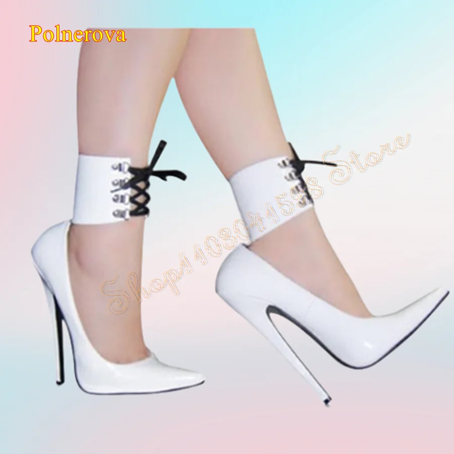 

Pointed Toe Leather Pumps Strappy Stiletto Women Shoes Wedding Party Bar HIgh Heel Shoes Plus Size 2024 New Zapatos Para Mujere