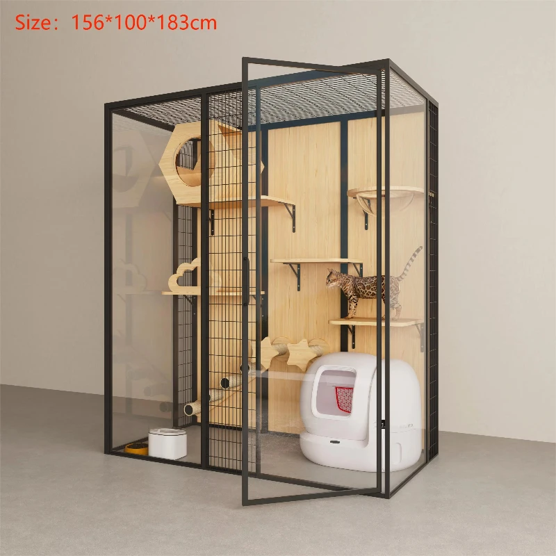 

Hot Sale Display Tempered Glass Wood Multifunctional Luxury Cat Villa