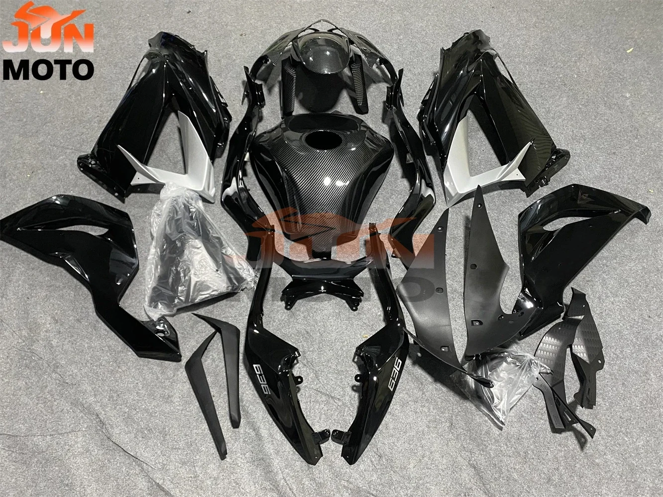 JUN ABS Motorcycle Fairings Kit Fit for kawasaki Ninja ZX6R 636 2013 2014 2015 2016 ZX-6R 13 14 15 16 17 18 fairing Gloss black view 3