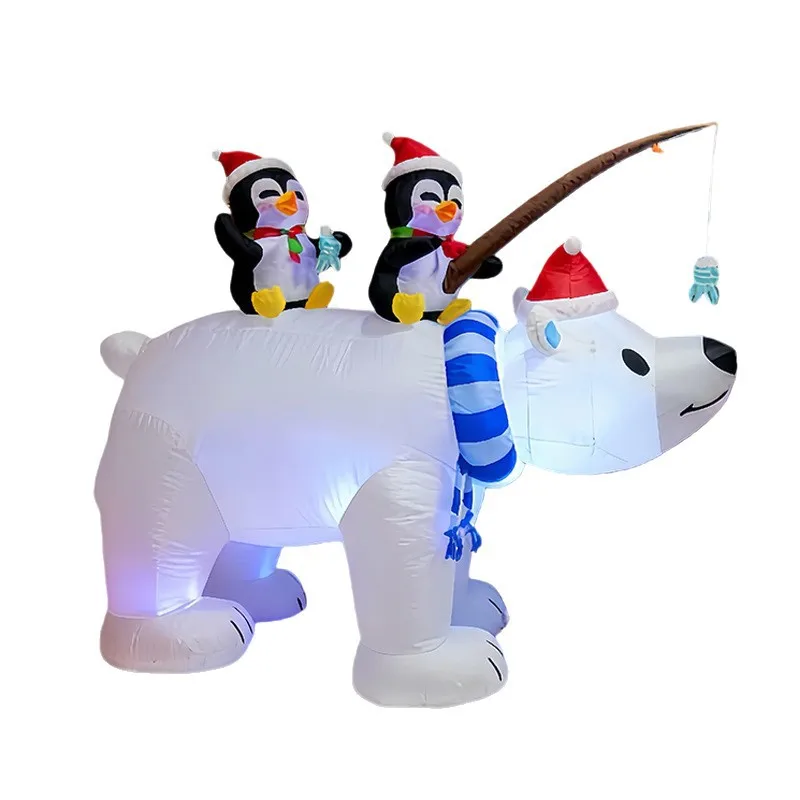 2025 NEW Inflatable Christmas Decorations 2.1M Polar Bear Penguin Fishing Outdoor Fun Decorations Inflatable Toys