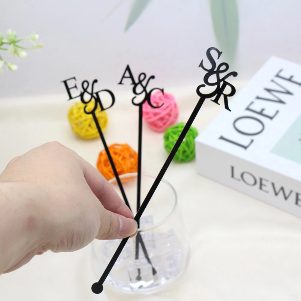 30/50/100 قطعة شخصية محفورة النمام الزفاف ديكور شرب النمامون مخصص كوكتيل أفرط النمامون شرب العلامات للحزب #4