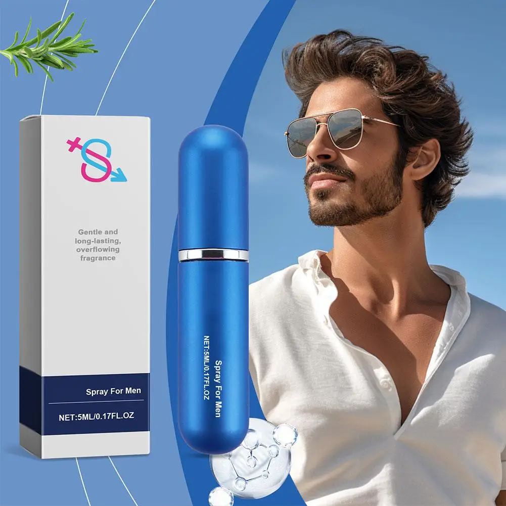 5ml NEW Men's Pheromone Perfume Gentle Andlong-lasting Fragrance Protable Blue Bottle Spray For Men Dating Magic Capsule