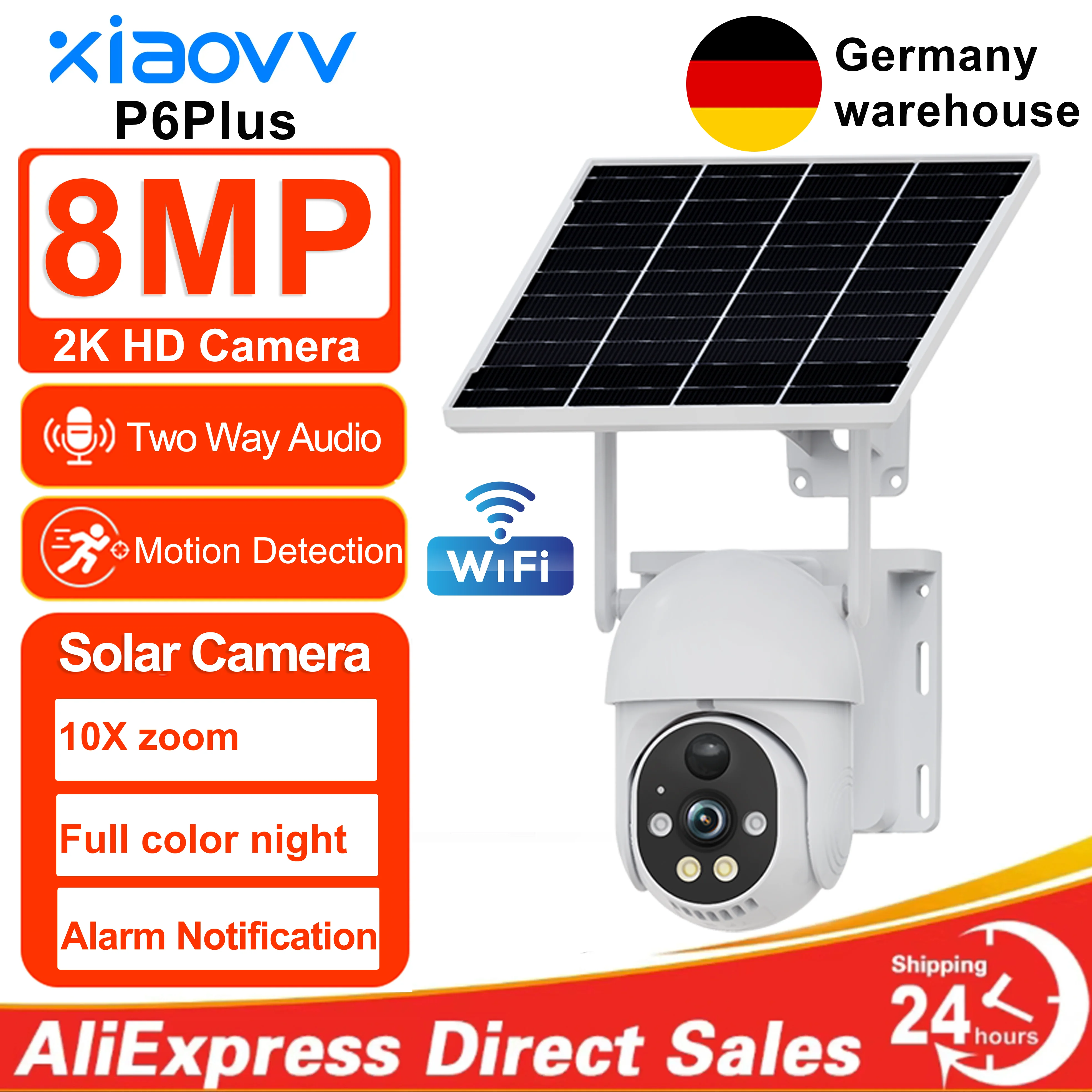 8MP 2K HD WIFI Wireless PTZ Telecamera CCTV solare Alimentata a batteria Esterna IP65 Impermeabile IP Sicurezza Iphone Telecamera PIR Visione notturna