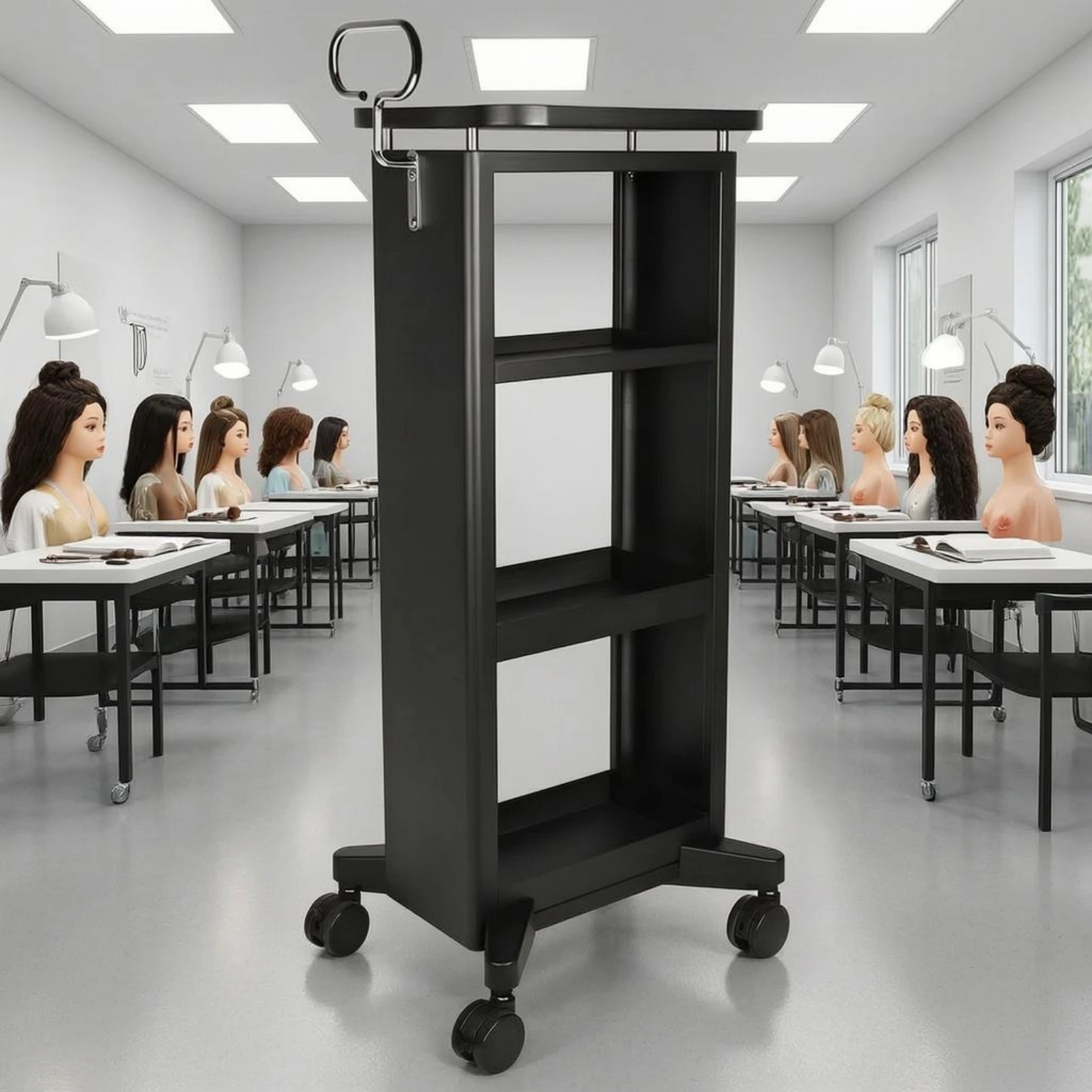 Salon Trolley Metal Hairdressing Trolley Hair Stylist Station Wheeled Rolling Cart Space Saving for Hairdressers
