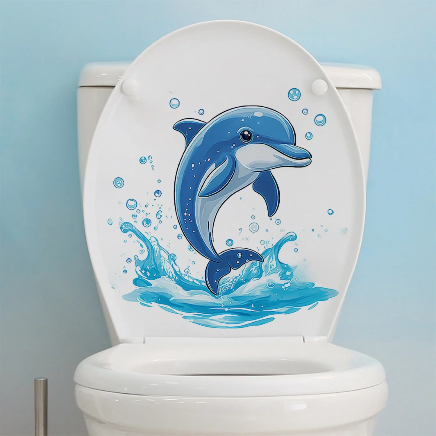 New Cartoon Whale Animal Toilet Bathroom PVC Waterproof Self Adhesive Wall Sticker Waterproof Decals Home Decor Peel Stick Art