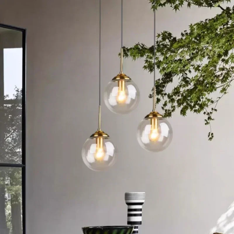 Italian Designer Glass Ball Led Pendant Lamp Kitchen Restaurant Island Living Room  Bedroom Chandelier Home Lighting Decoration