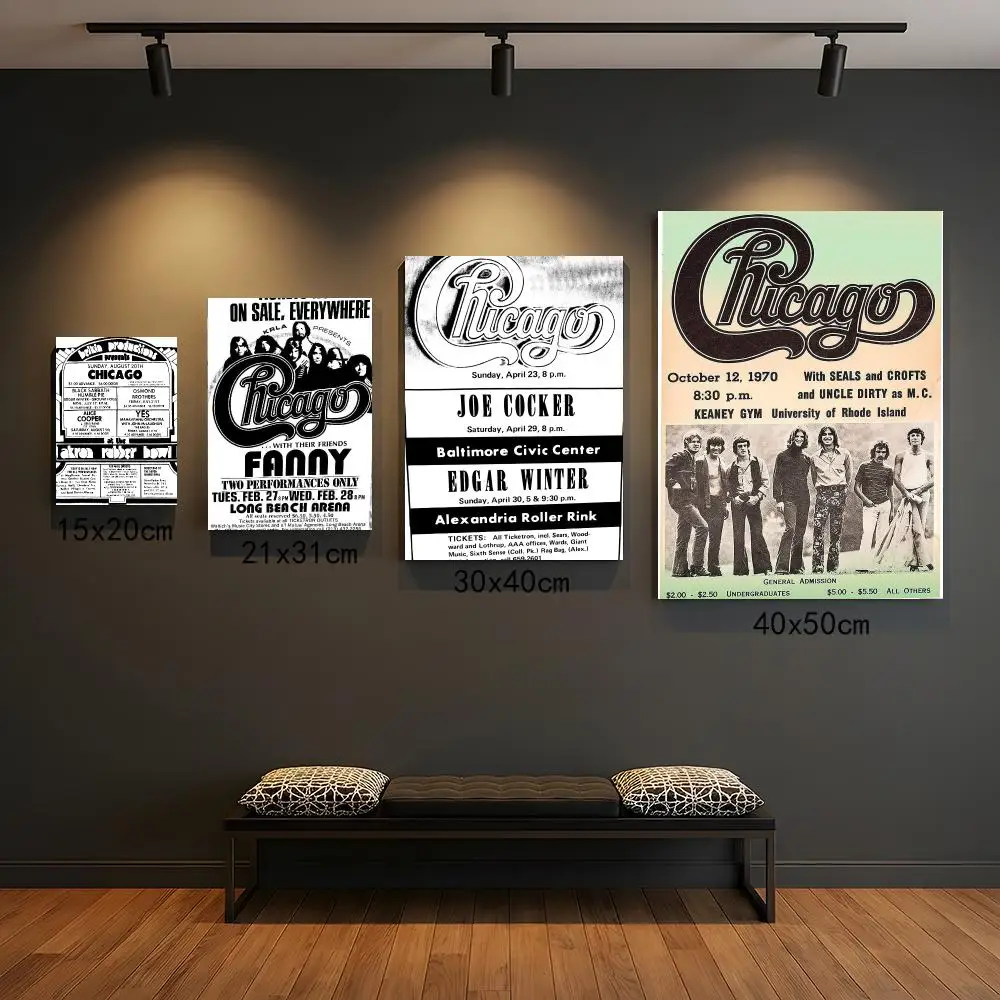 band C-Chicago-O Poster Peel and Stick Wall Art for Cafe Office Bar and Home Decoration