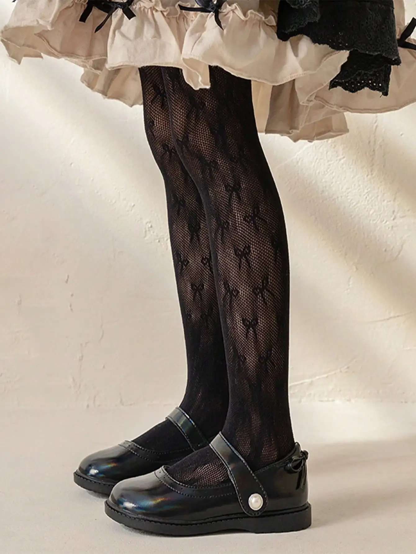 3 Stück Kinder Mädchen Strumpfhosen Sommer Dünne Netz-Schleife Jacquard Hohlstrumpfhose Lolita Prinzessin Atmungsaktiv Hautfreundlich Kinderstrumpfhose – Detail 5