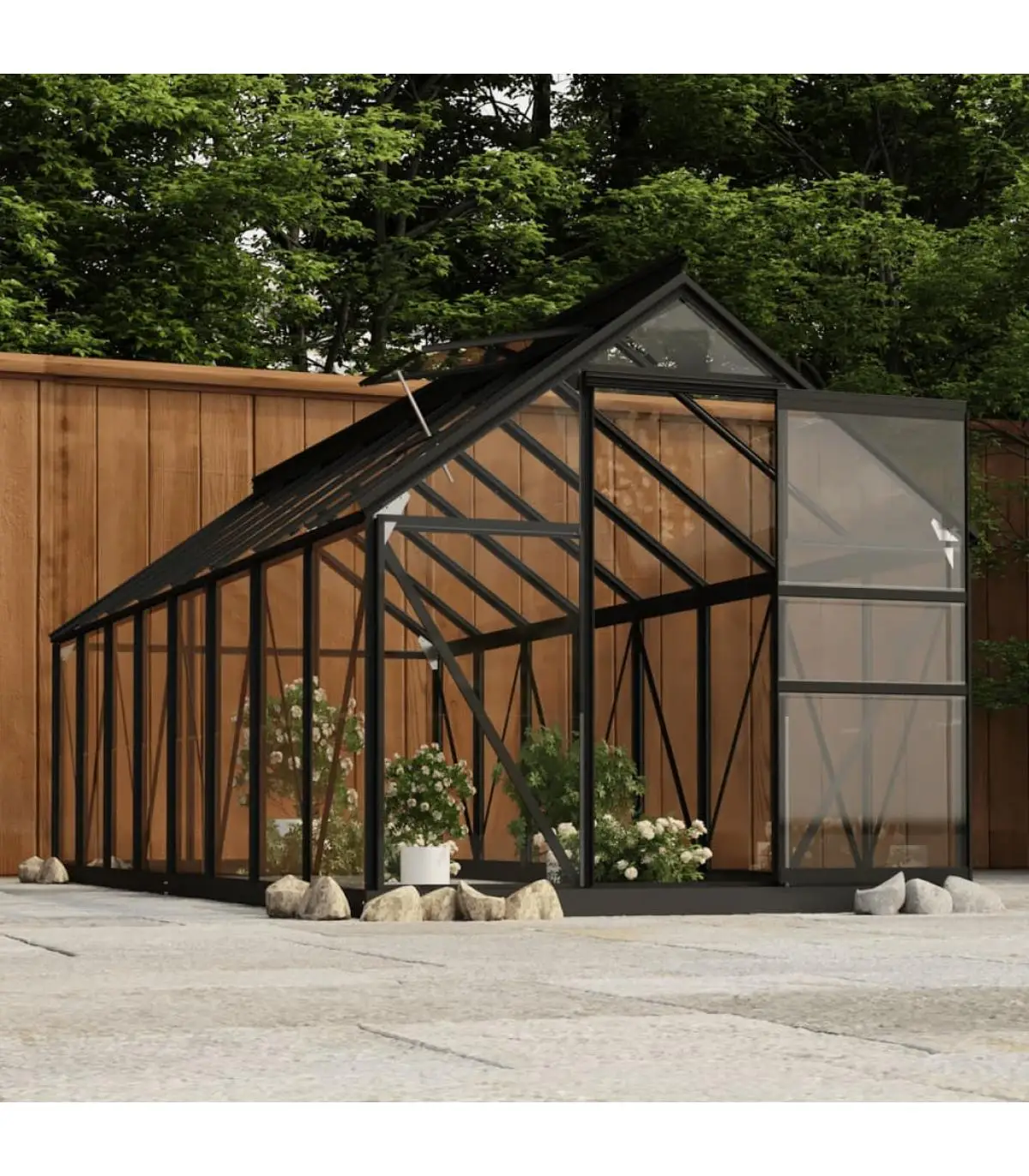 Greenhouse greenhouse gray glass anthracite aluminum 155x395,5x191cm