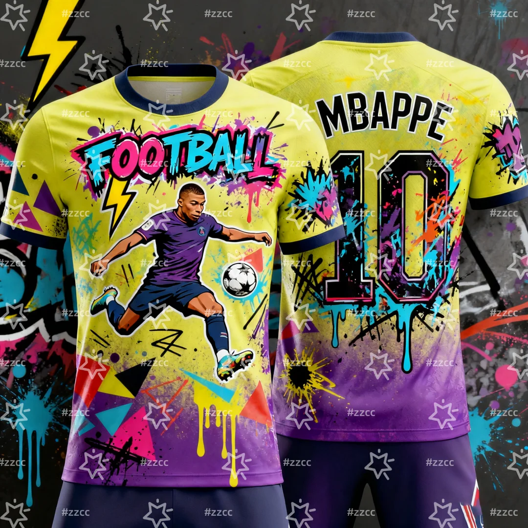 2025 Mbappe character printed football jersey 3d Printing Autumn Sports Dry Quickly Men's T-Shirt Kid's Clothing Tee Y2k Woman
