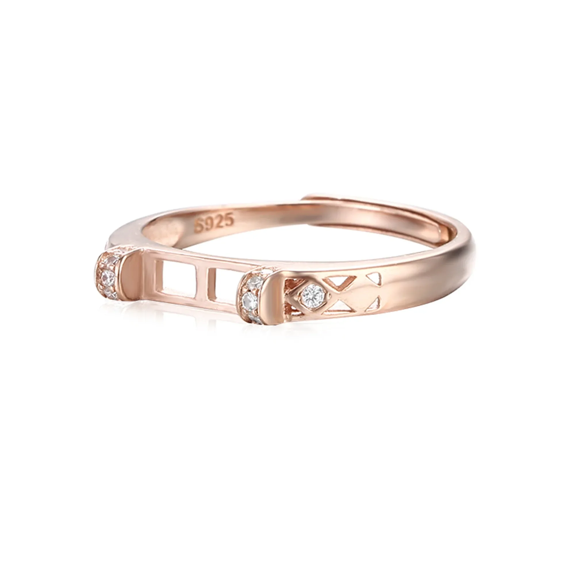 

Ring Base for 3x8mm Saddle Cabochons White Gold Plated 925 Silver Zircon Adjustable Ring Blank