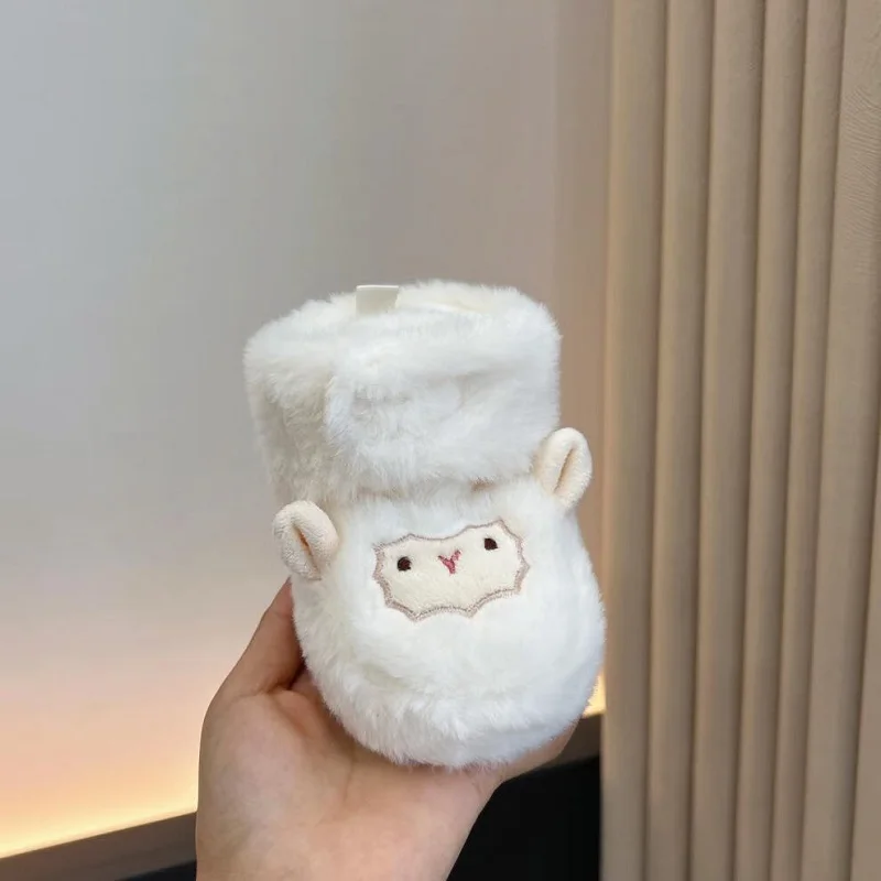 Infant Pre-Walker Shoes Baby Shoes 0-18M Cartoon Sheep Embroidery Plush Warm Winter Baby Booties Daily Casual Footwear