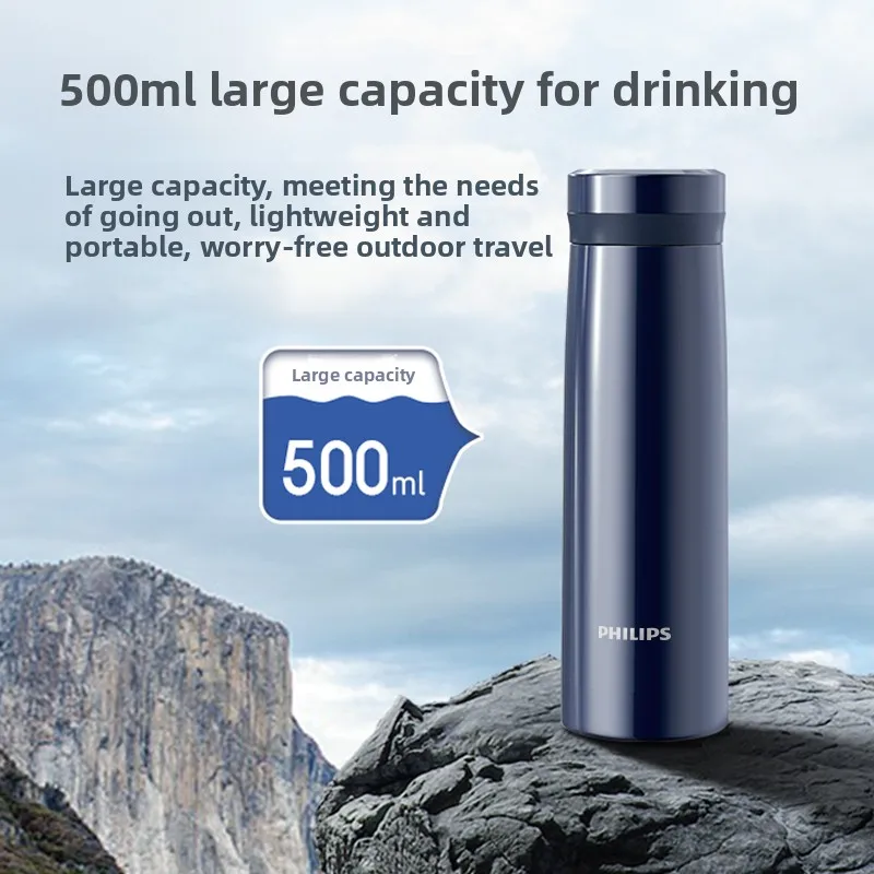 

Philips AWP2658 500ML Thermos 316L Stainless Steel 24H Hot Cold Retention Leakproof Outdoor Sports Tea Water Bottle