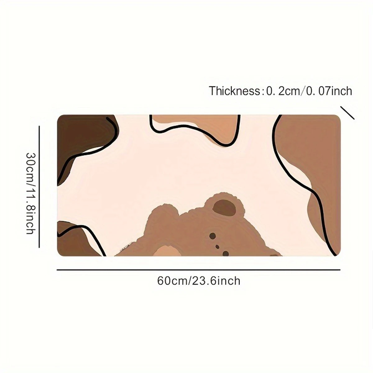 1pc ブラウン漫画リトルベアマウスパッドマルチサイズノンスリップステッチエッジコンピュータキーボード装飾デスクマットオフィス & ギフト用