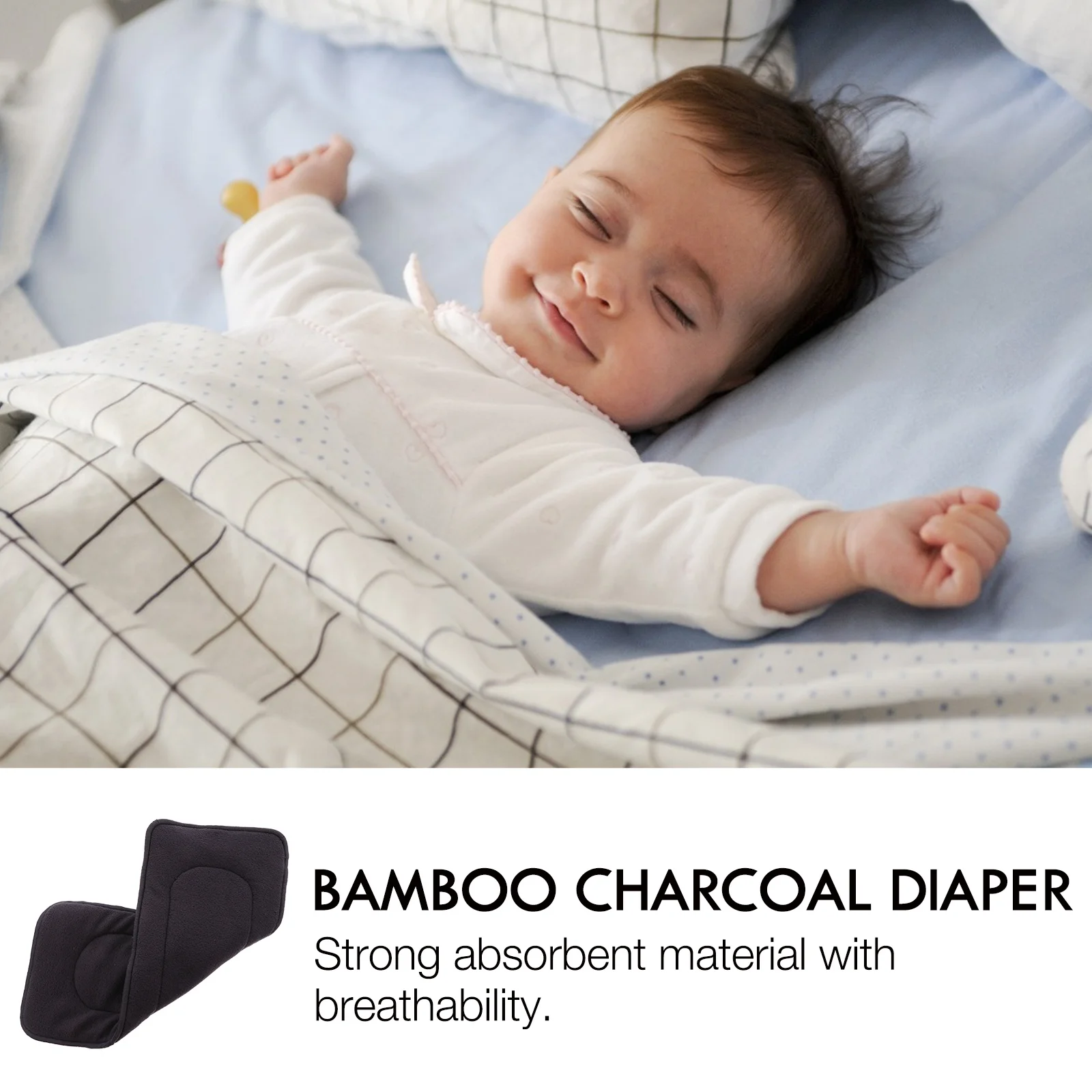 

3 шт., бамбуковые угольные вставки для подгузников, моющиеся, дышащие, многоразовые тканевые вкладыши для подгузников для младенцев, герметичные, впитывающие