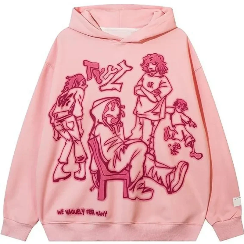 Y2K Graffiti Streetwear Sweat à capuche drôle unisexe, pull graphique de dessin animé Harajuku, polyvalent, Hip Hop, automne, hiver