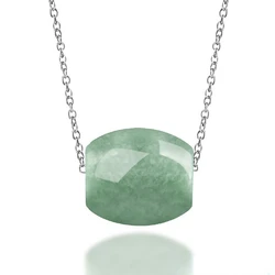A Jadeite Pendant Planted Bean Green Transfer Bead Female Jade Necklace S925 Silver Chain for 1 Real and Free Shipping Items