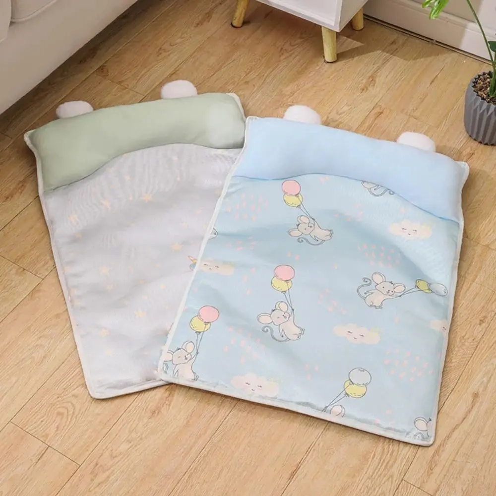 

Cute Ice Silk Cool Mat for Pet Breathable Washable Ice Silk Dog Cat Bed Anti-Slip Comfort Cooling Pet Mat Four Seasons