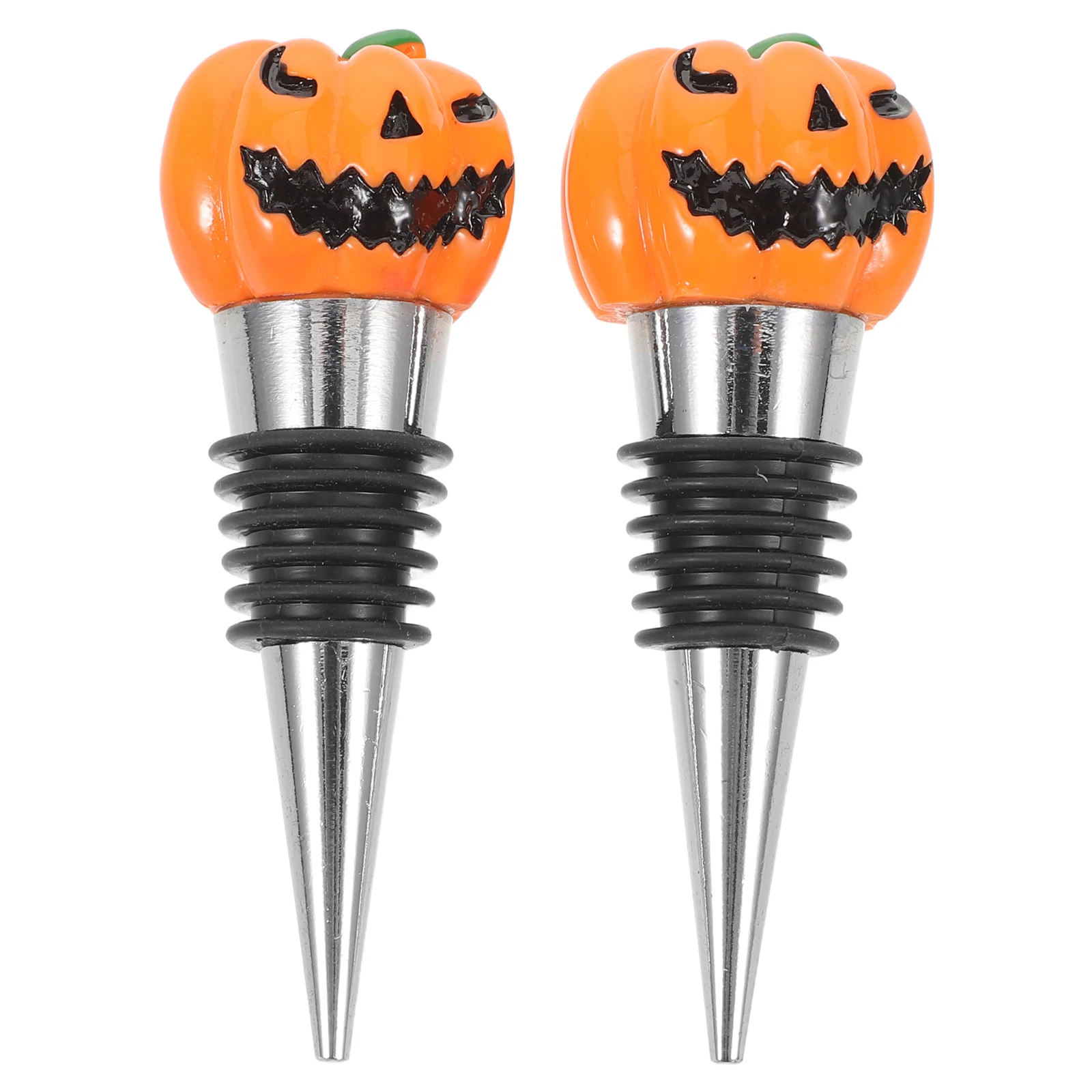 

2pcs Pumpkin Wine Halloween Resin Beverage Bottle Sealing Decorative Party Drink Accessories Holiday Table Decor Reusable