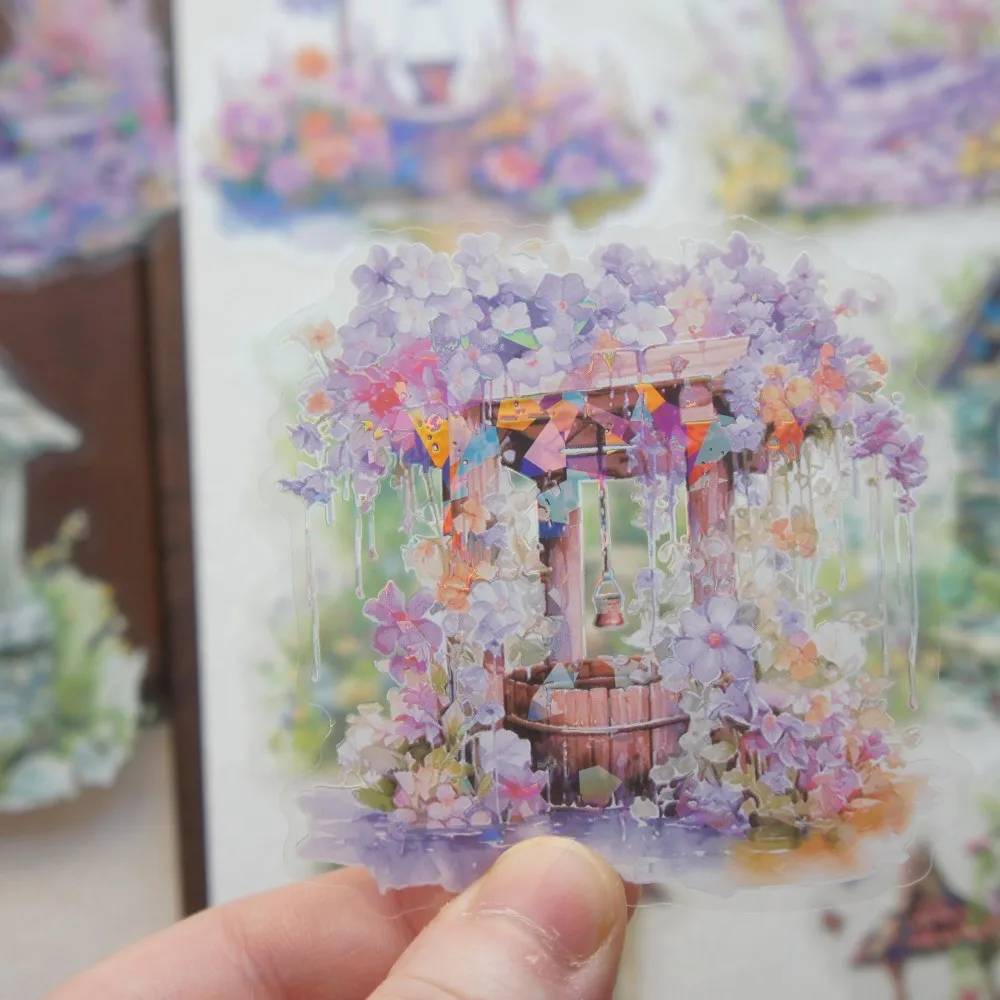 

10 Pcs Big Size Make A Wish Well Style PVC Transparent Sticker Scrapbooking DIY Gift Decoration Tag