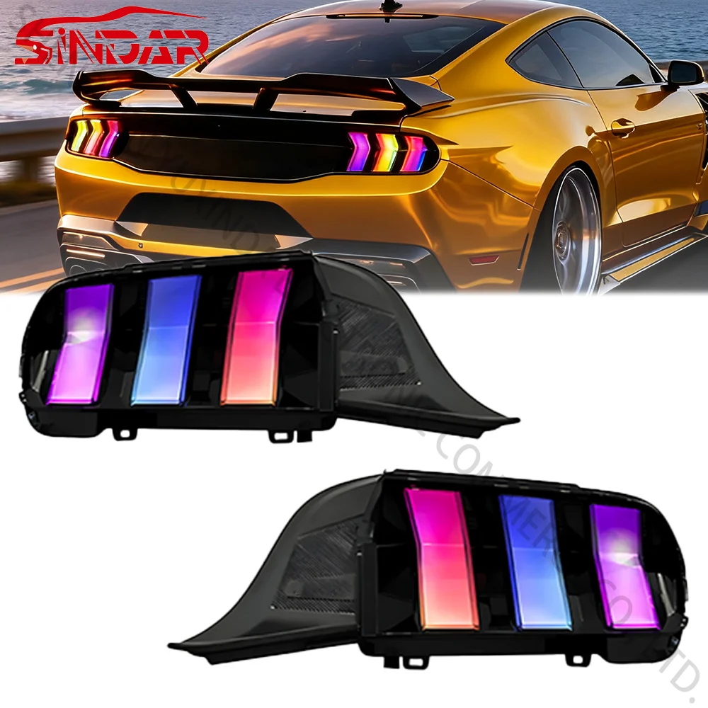 

SINDAR 2Pcs RGB Taillights Assembly LED Tail Lamp Accessories for Ford Mustang S650 2024-2025 NEW Upgrade Modified Car Lights