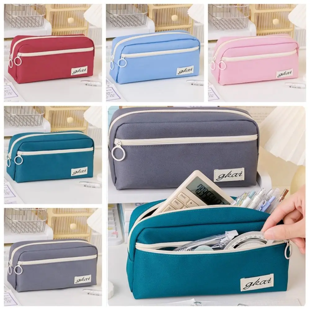 

Large Capacity Solid Color Pencil Case Itabag Storage Bag Canvas Pencil Bag Cosmetic Bag Organizer Case Zipper Stationery Bag