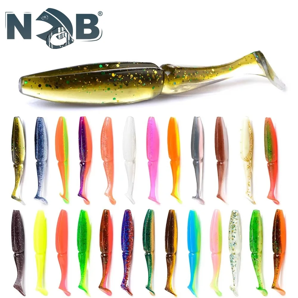 NGB 9cm/10.5cm Silicone Bait T Tail Worm Soft Fishing Lure 6-10pcs Jigging Shad Artificial Fishing Bait For Bass Wobblers