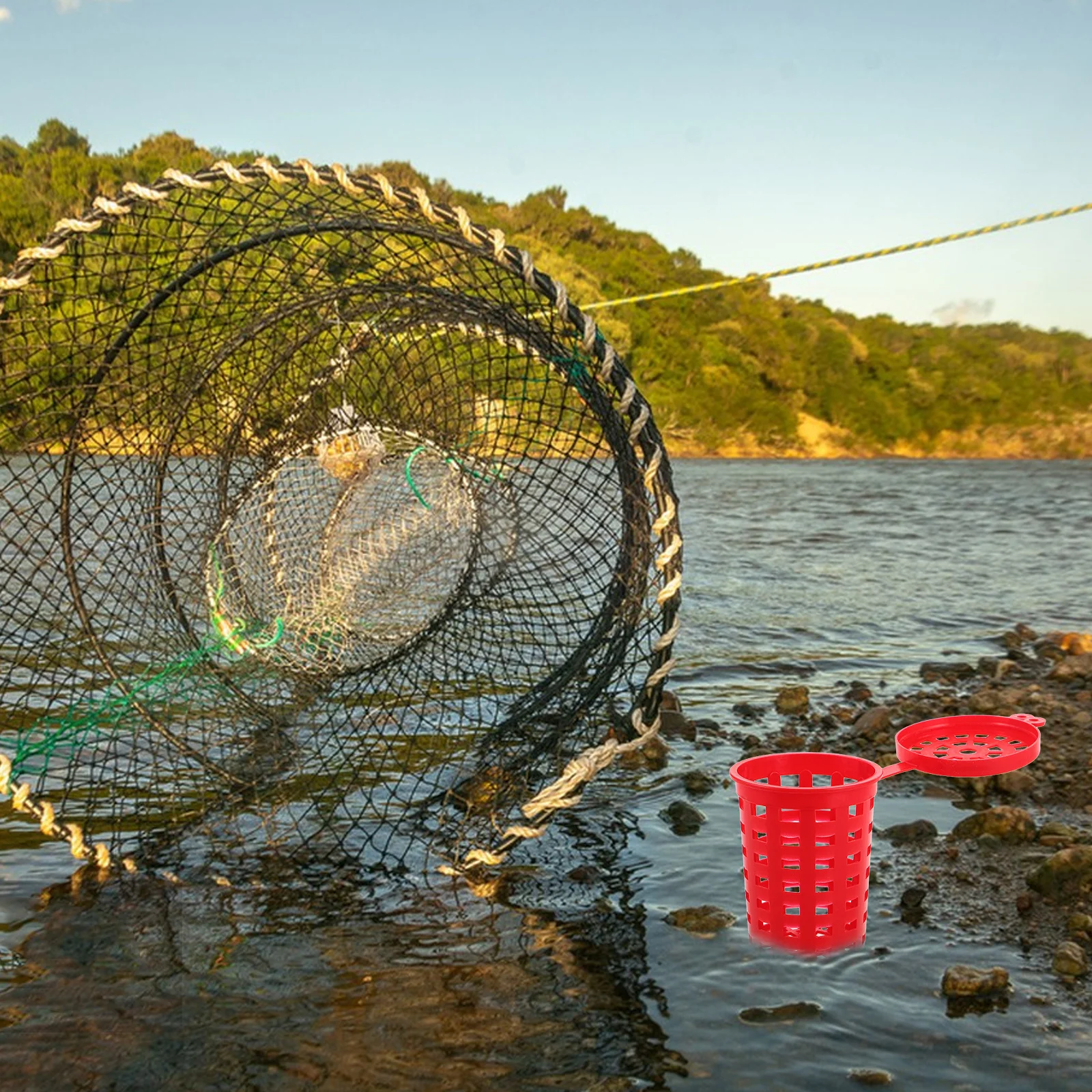 

10Pcs Outdoor Fishing Bait Cage Large Size Bait Storage Box Portable Trap Holder for Crab Shrimp Fish Feeder Accessories