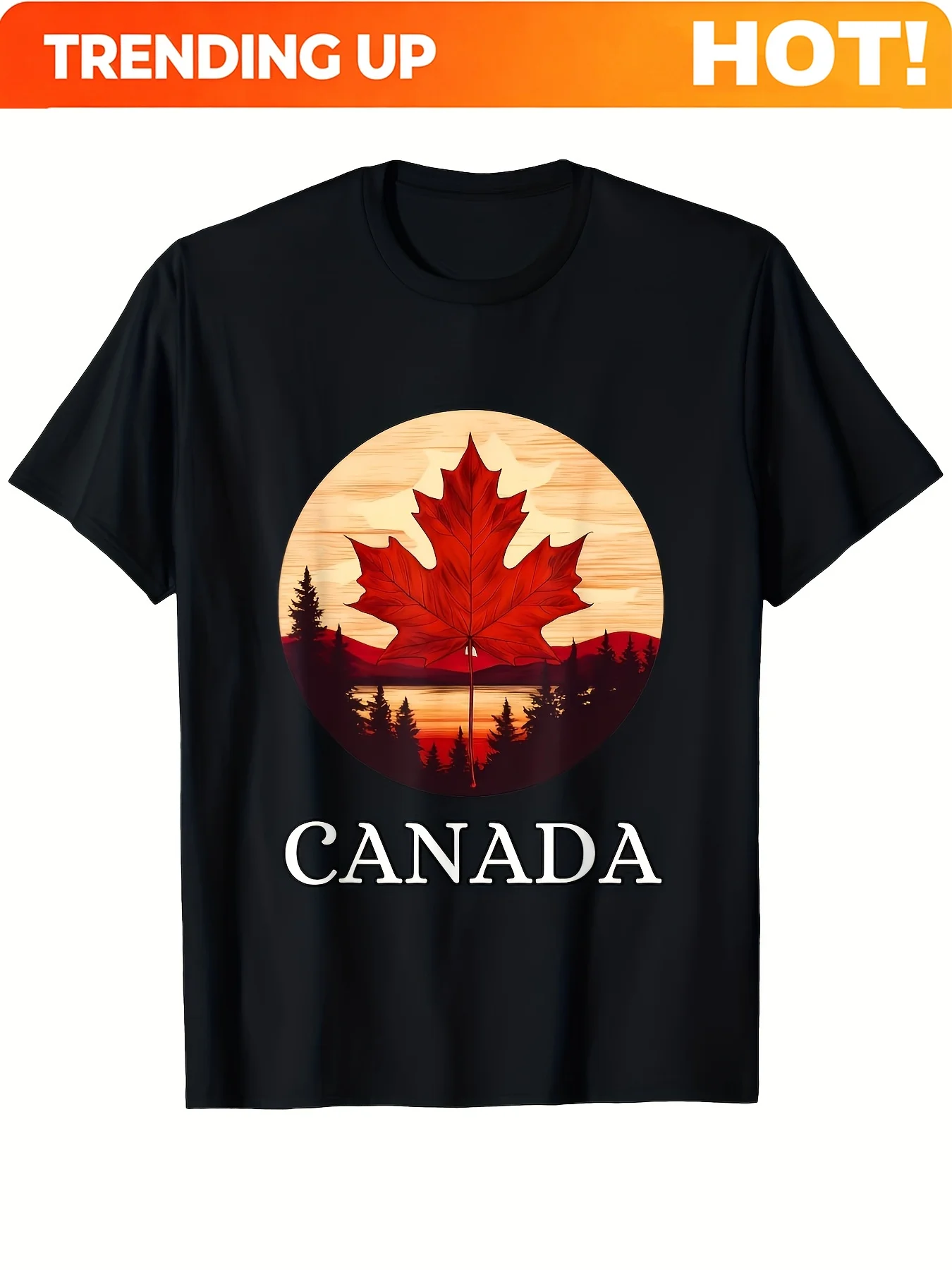 Men'S & Canada Maple Leaf T-Shirt Fit Casual Round Neck Tee with Iconic Canadian Symbol Loose Fit for Year-Round Wear Ideal Gift