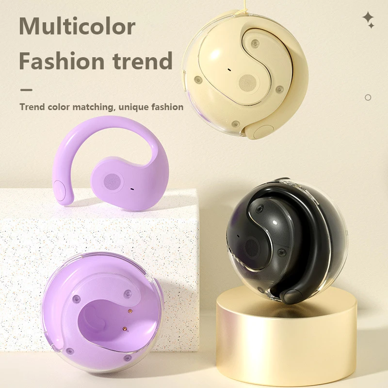 Kleine Kokosnoot Bal By01 Draadloze Bluetooth 5.3 Oortelefoon Oorhangende Oortelefoon Niet In Oor Intelligente Ruisonderdrukking Hoofdtelefoon