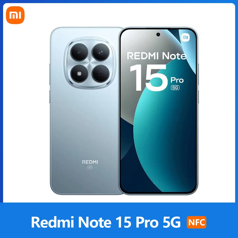 Xiaomi Redmi Note 15 Pro 5G, NFC, Ecrã AMOLED CrystalRes 1,5K de 6,83 polegadas, 120 Hz, Câmara de 200 MP, Bateria de 6580 mAh, IP68
