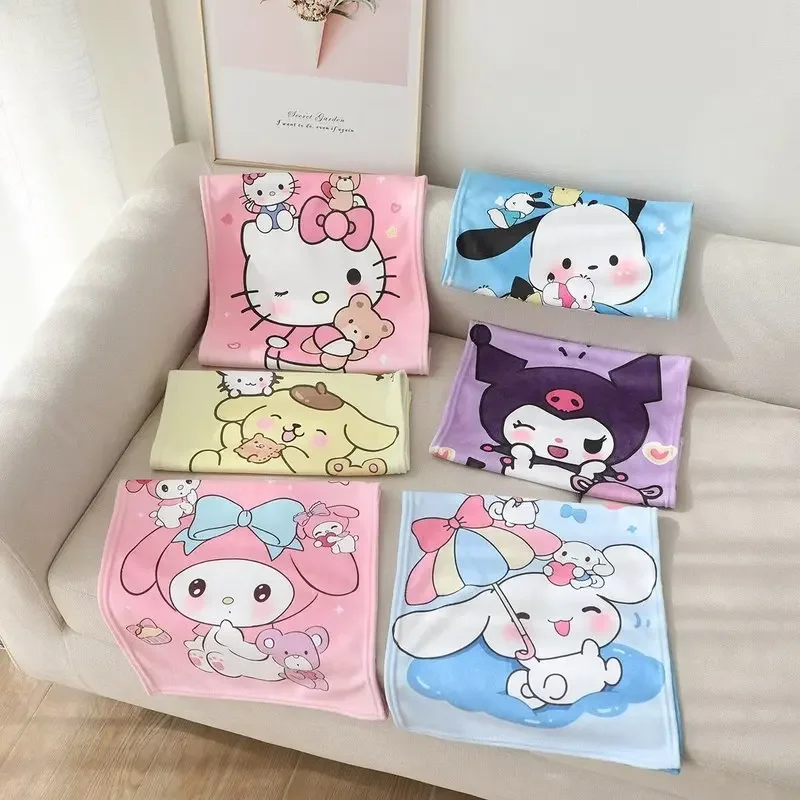 

Милое полотенце с начесом Hello Kitty Sanrio, длинное полотенце Мелодия куроми, мультяшное полотенце с изображением периферической анимации, детское домашнее впитывающее полотенце для лица