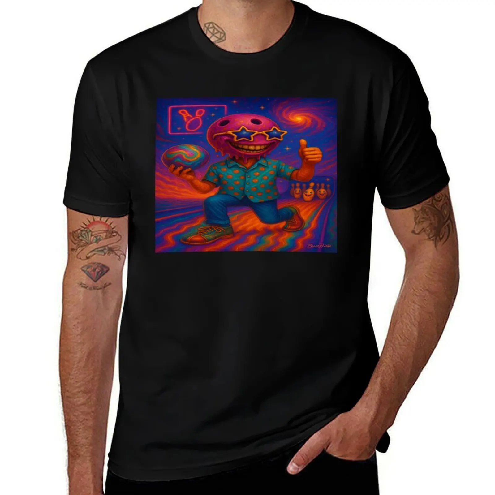 

Cosmic Bowling Legend – Surreal Retro Character Art T-Shirt Anime t-shirt summer top mens white t shirts