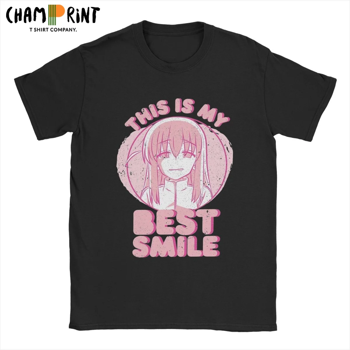 Casual BOCCHI THE ROCK THIS IS MY BEST SMILE T-Shirts for Men Crewneck Cotton T Shirts Short Sleeve Tee Shirt Gift Idea Clothes