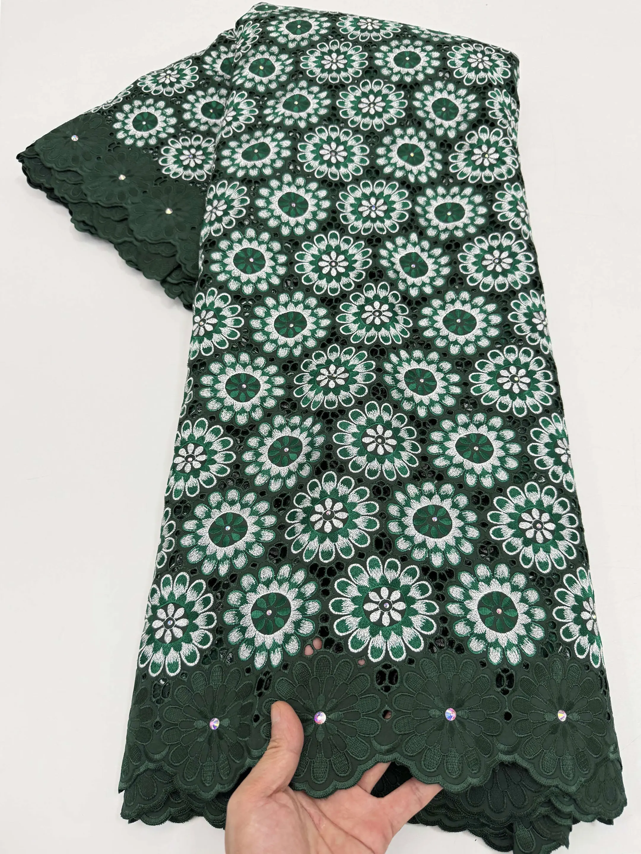 Best Grade King's Wear African Embroidered Lace Austria Cotton 100% Original Switzerland Fabric for Men & Women Celebrants Cloth