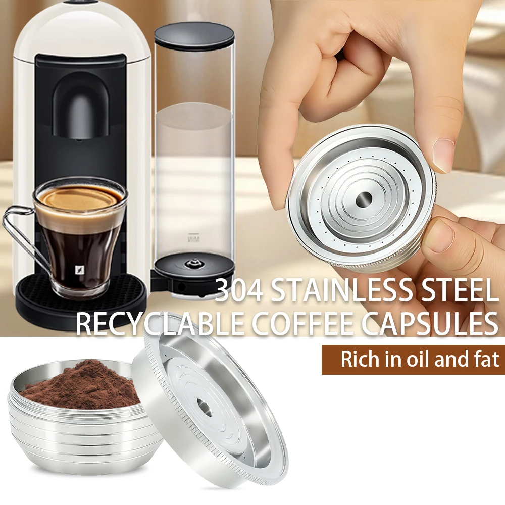 Cápsula de Café Reutilizable de Acero Inoxidable para Nespresso Vertuo, Rica en Aceite, Taza de Cápsula de Café Reutilizable