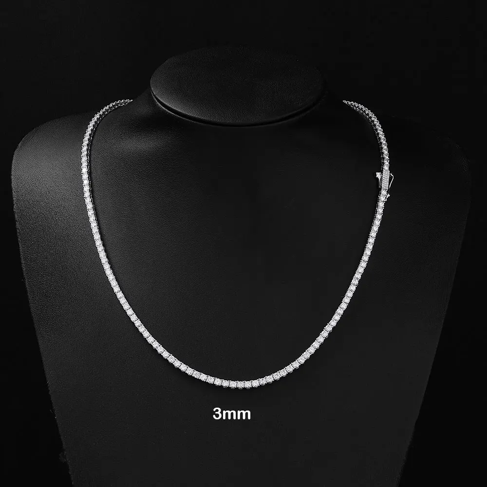 Nuoya 3mm 4mm Iced Out Tennis Chain for Men Women Cubic Zirconia Diamond Necklace Hip Hop Jewelry Bling Choker Gift