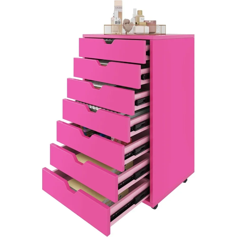 Pink Chest of Drawers - Office Cabinet with Drawers, Office Storage Cabinet, Office File Cabinet with Wheels