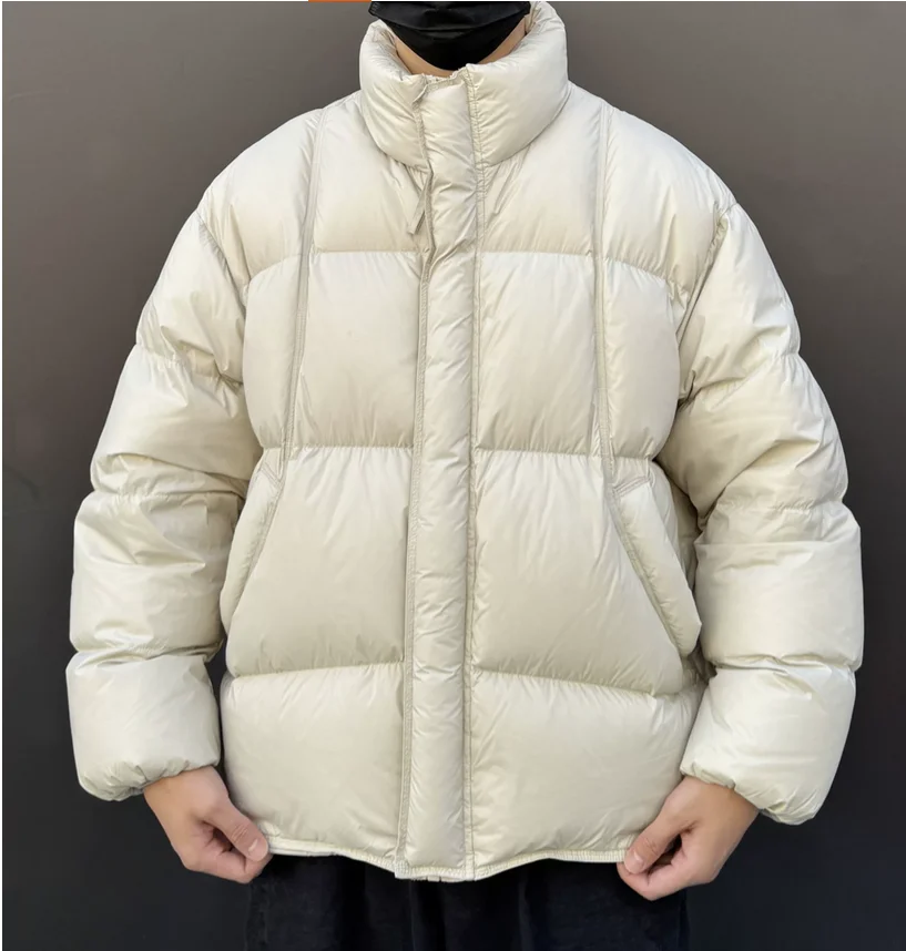 Winter stand up collar fashionable casual white duck down thick cold proof down jacket