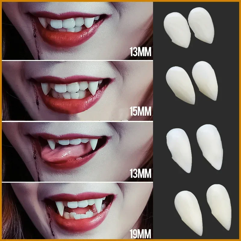 5 Pairs Halloween Vampire Teeth Fangs: Resin Dentures with Solid Glue, Ideal for DIY Party Costumes & Cosplay Props Decoration